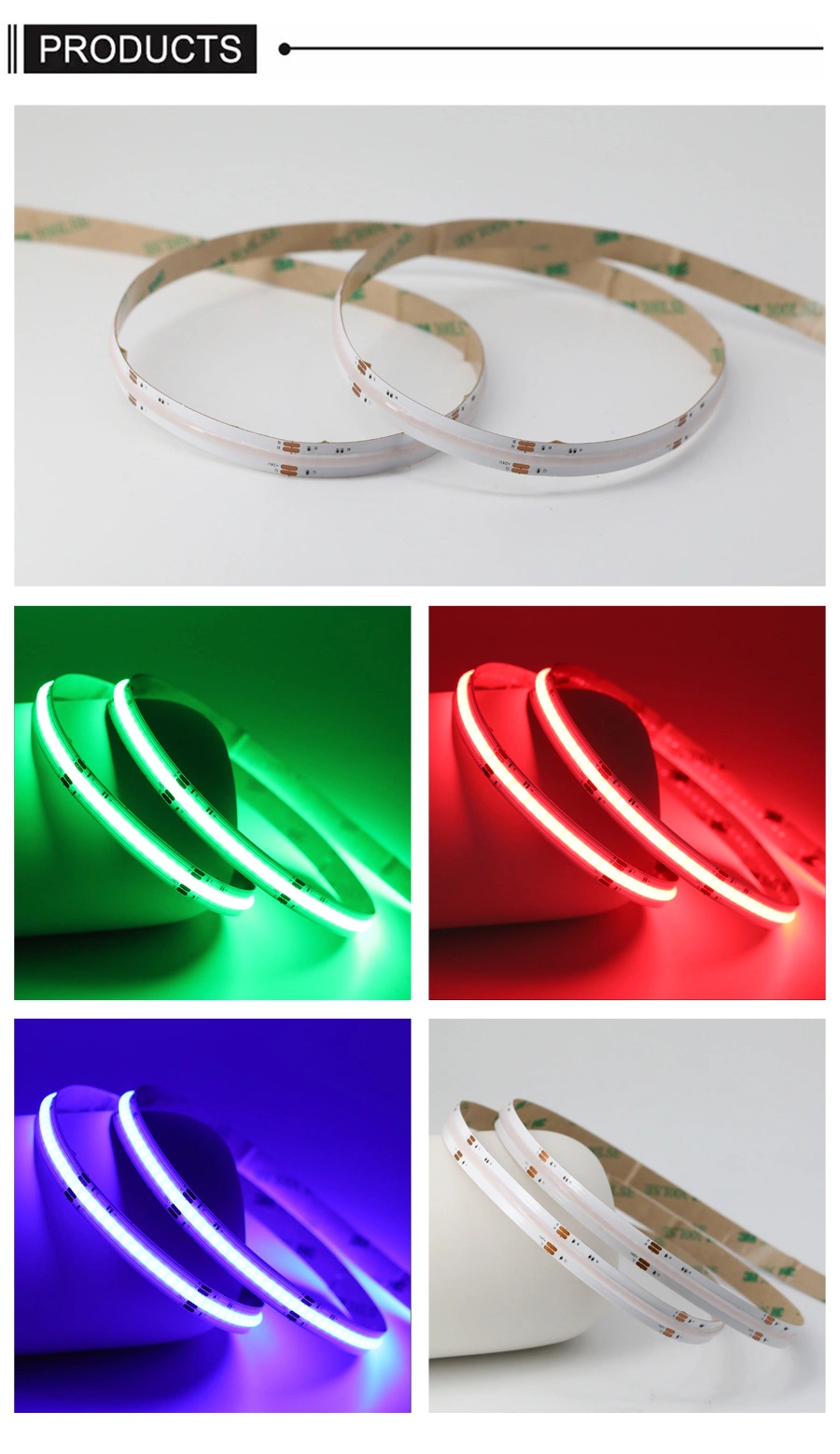 Outdoor Decoration High Quality 24V 840LED/M Waterproof IP67 RGBW COB Csp Smart LED Light Strip